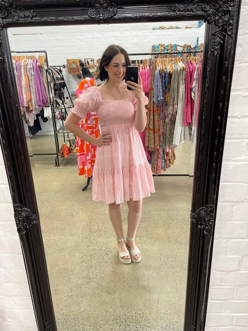 Jenna Dress - Pink & Red Gingham