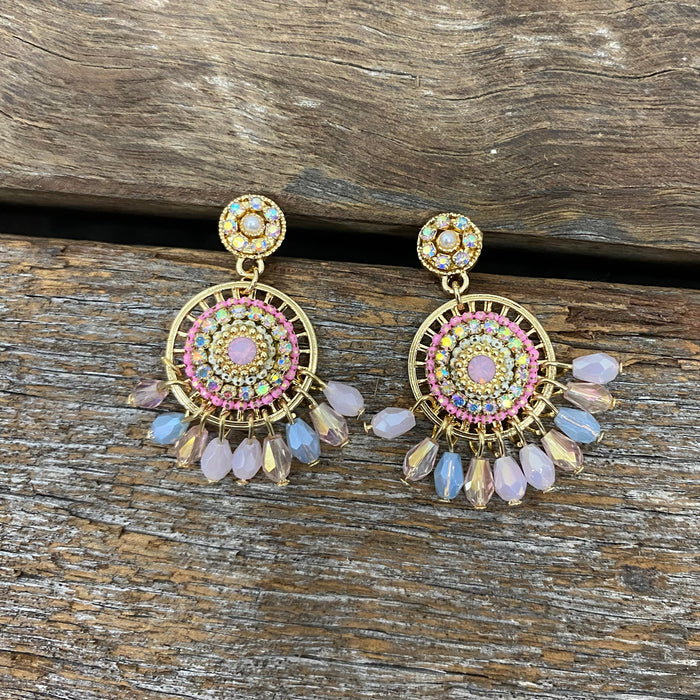 Earrings - Beaded Fringe Drop Crystal Earring