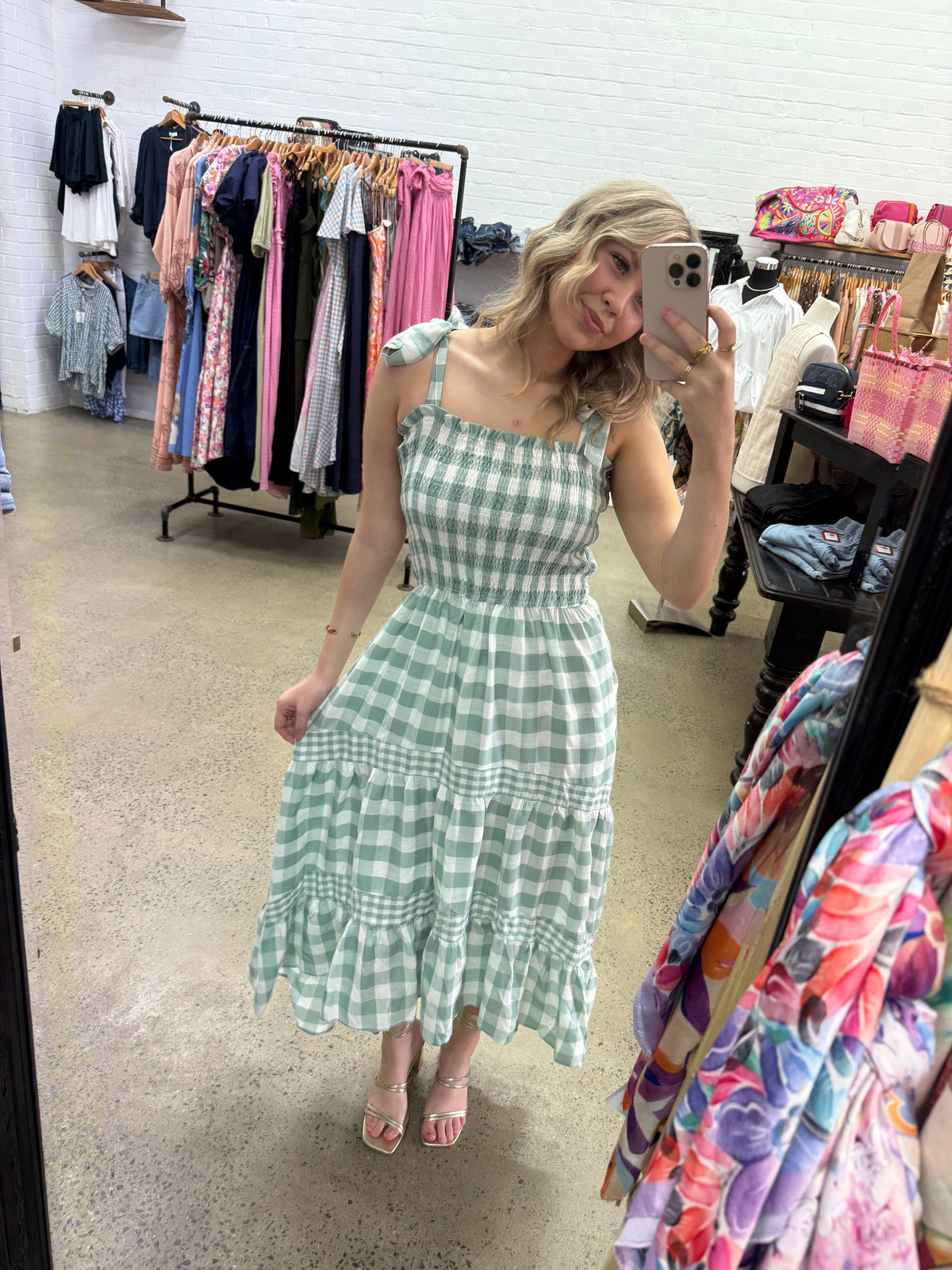 Thea Dress - Sage Gingham