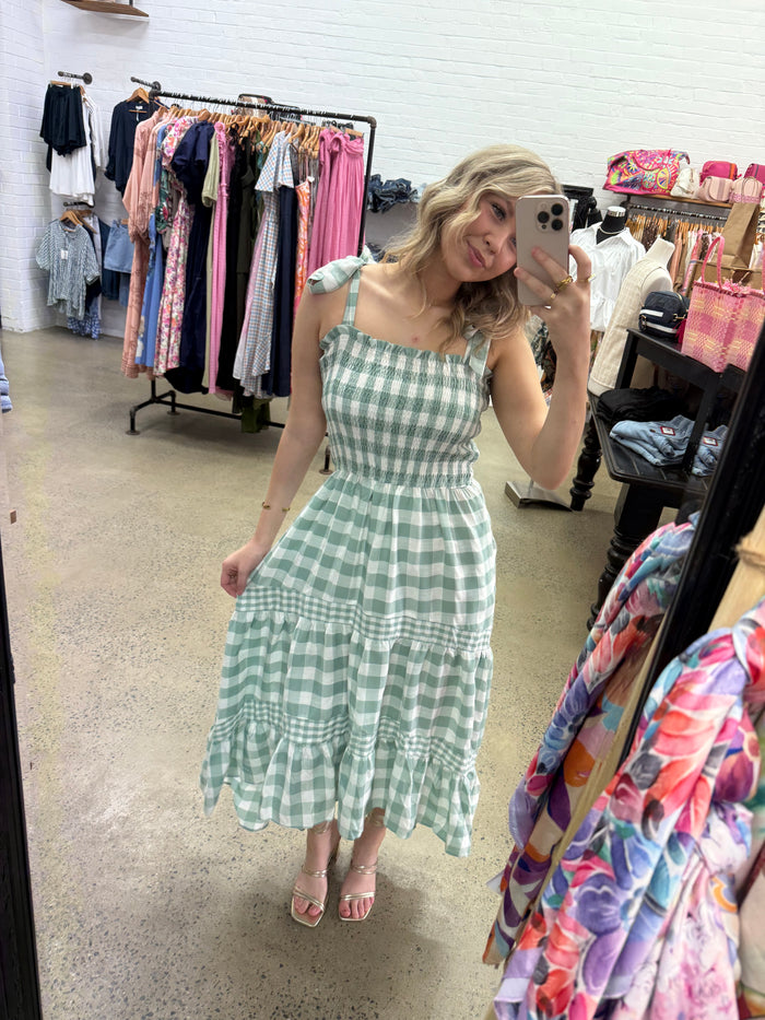 Thea Dress - Sage Gingham