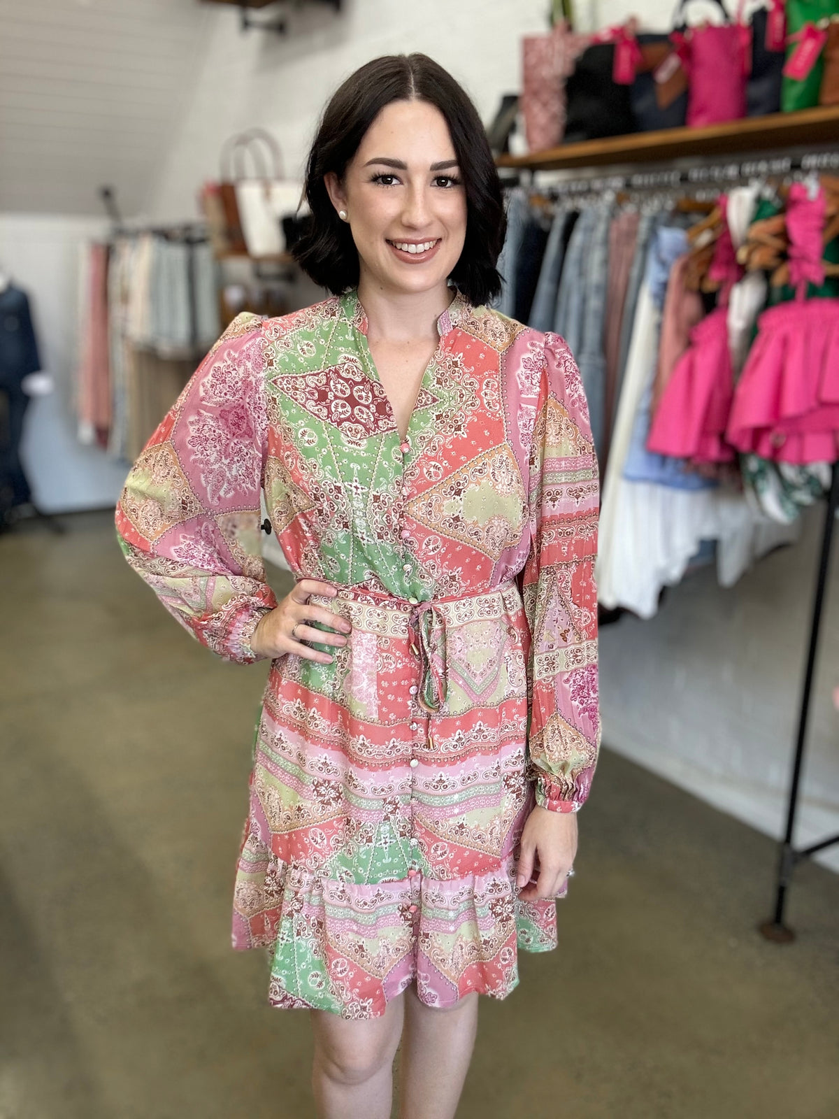 Georgia Dress - Pink Paisley