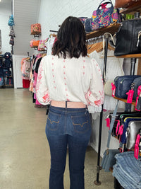 Blair Top - White & Pink Floral