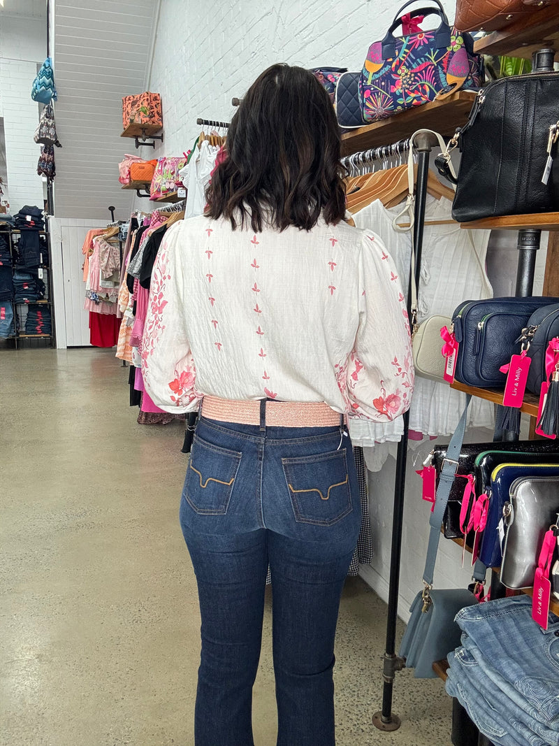 Blair Top - White & Pink Floral
