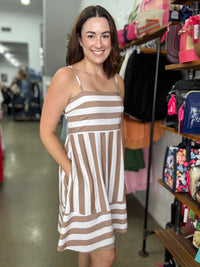 Hadley Dress - Brown Stripe