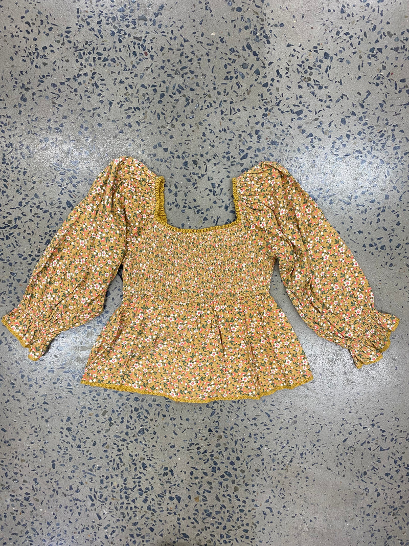 Keenan Top - Mustard Floral