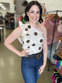 Lydia Top - Cream & Brown Spots
