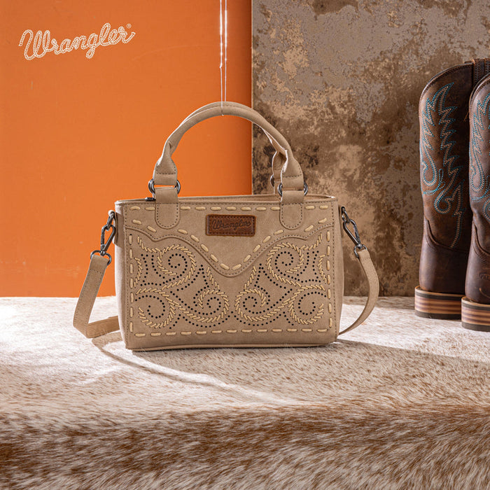 Wrangler Embroidered Swirl Mini Satchel Crossbody - Tan