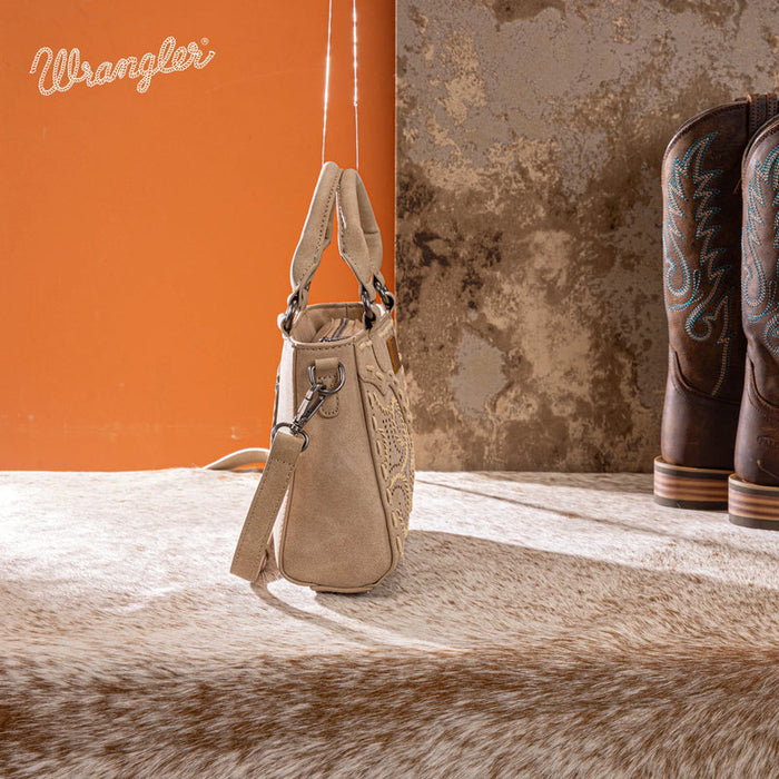 Wrangler Embroidered Swirl Mini Satchel Crossbody - Tan