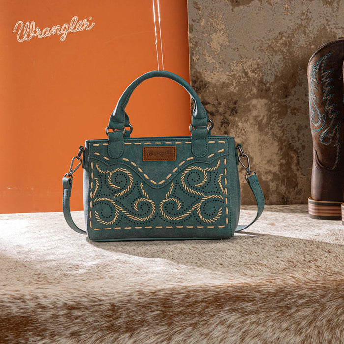 Wrangler Embroidered Swirl Mini Satchel Crossbody - Turquoise