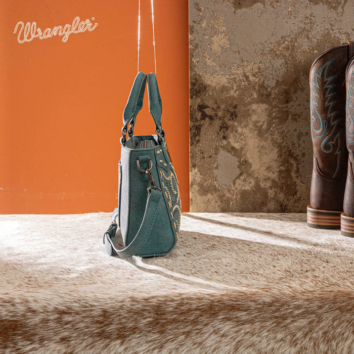 Wrangler Embroidered Swirl Mini Satchel Crossbody - Turquoise