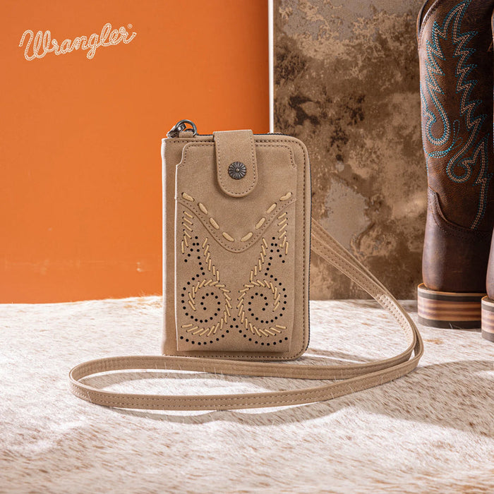 Wrangler Western Stitch Phone Wallet Crossbody - Tan