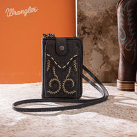 Wrangler Western Stitch Phone Wallet Crossbody - Black