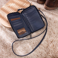 Wrangler Western Stitch Phone Wallet Crossbody - Navy