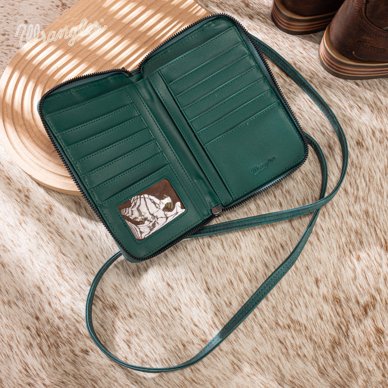 Wrangler Western Stitch Phone Wallet Crossbody - Turquoise
