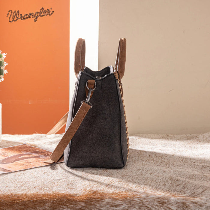 Wrangler Braided Whipstitch Small Tote Crossbody - Black