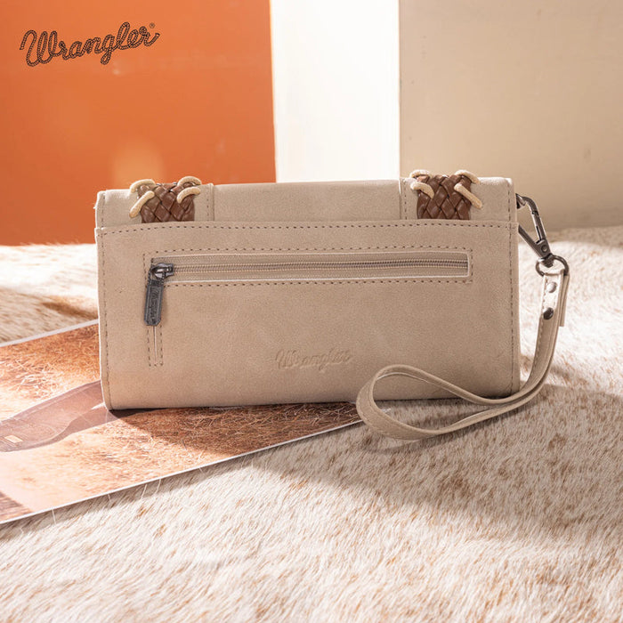 Wrangler Braided Whipstitch Wallet/Wristlet - Beige