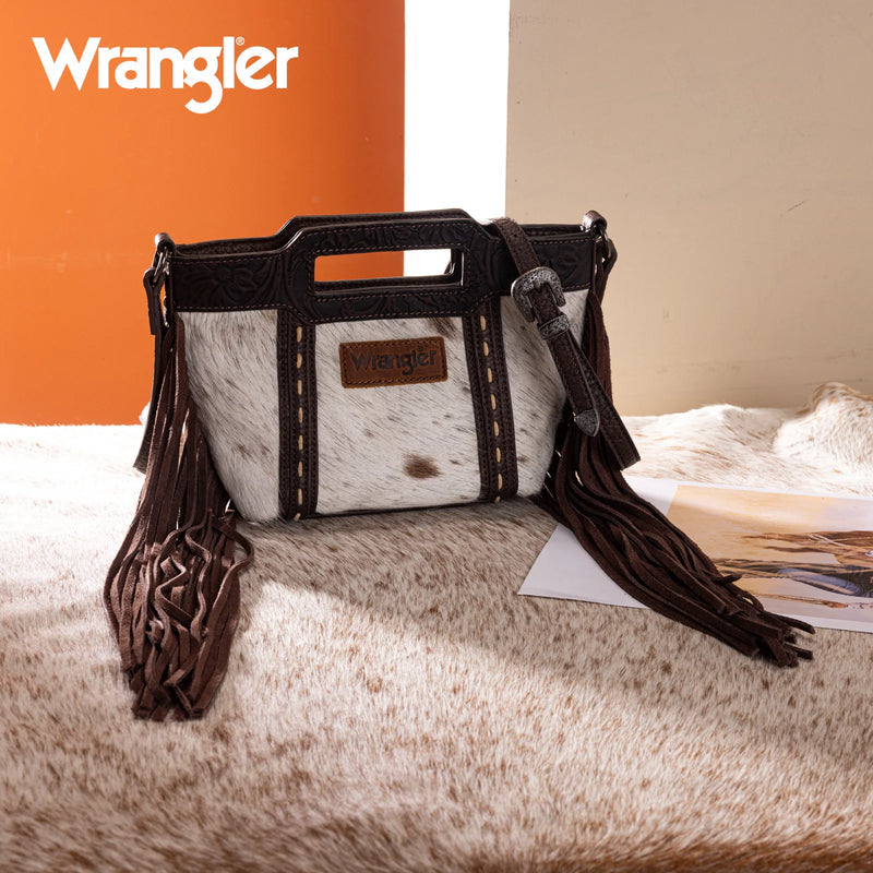 Wrangler Genuine Cowhide Fringe Crossbody (WG283-8015CF) - Coffee