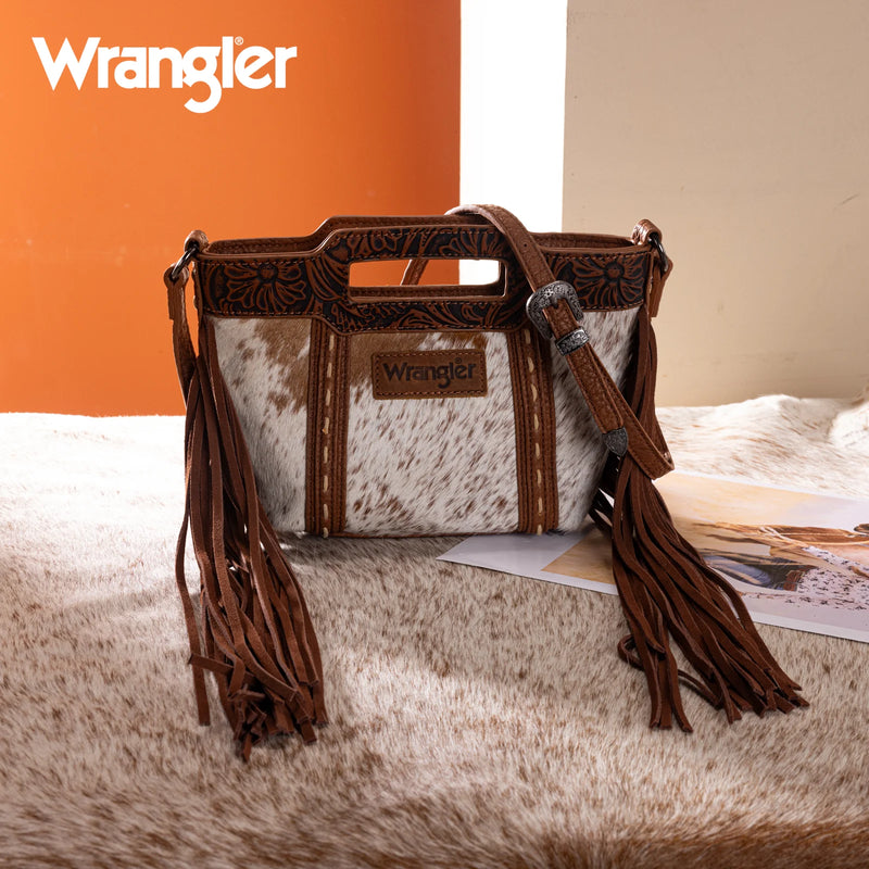 Wrangler Genuine Cowhide Fringe Crossbody (WG283-8015BR) - Brown