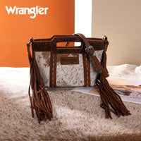 Wrangler Genuine Cowhide Fringe Crossbody (WG283-8015BR) - Brown