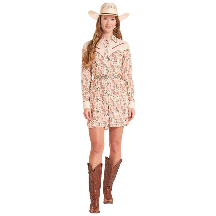 Rock & Roll Floral Print Retro Mini Dress (LWD2R08854)