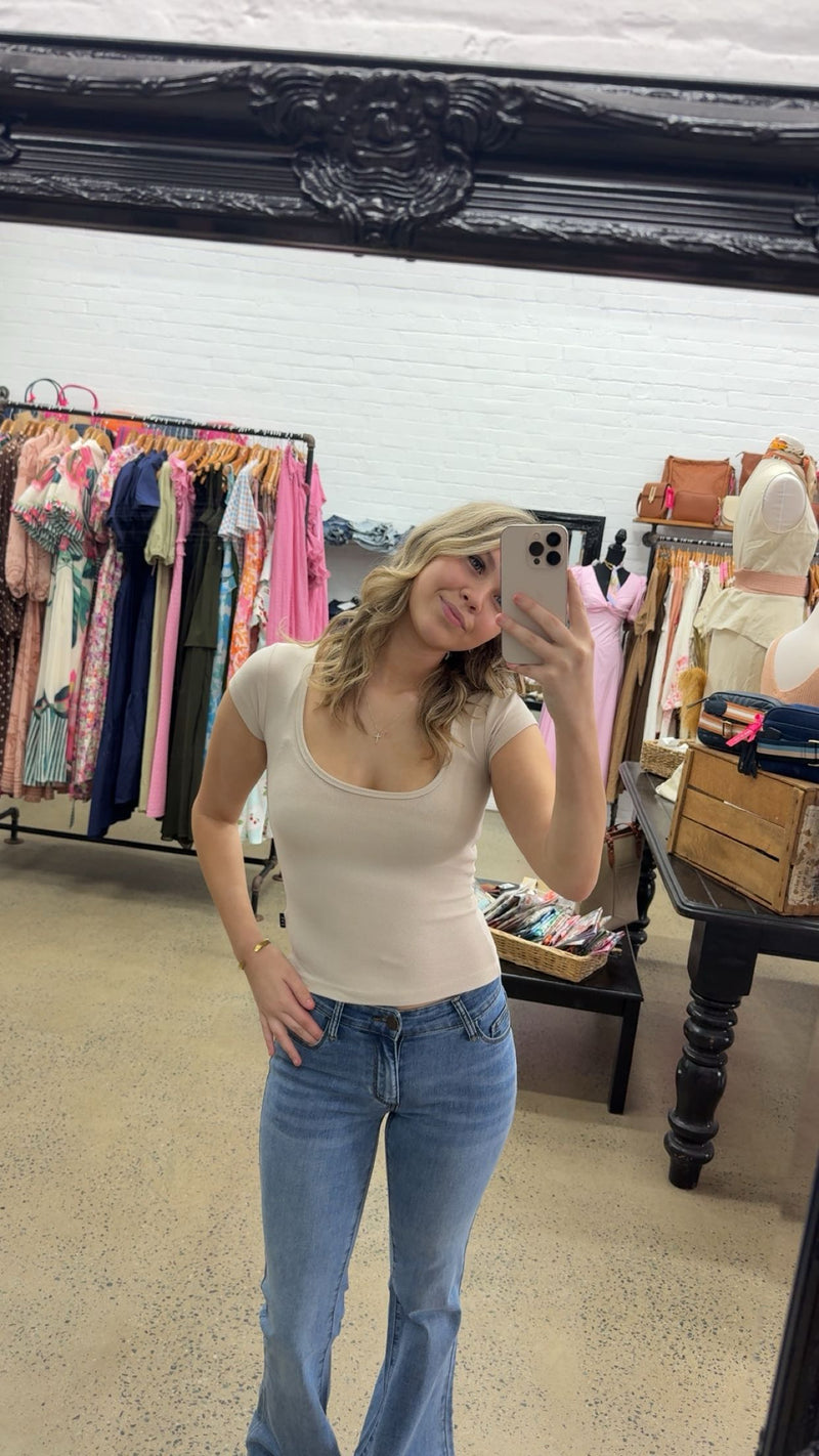 Eve Scoop Neck Tee - Vanilla