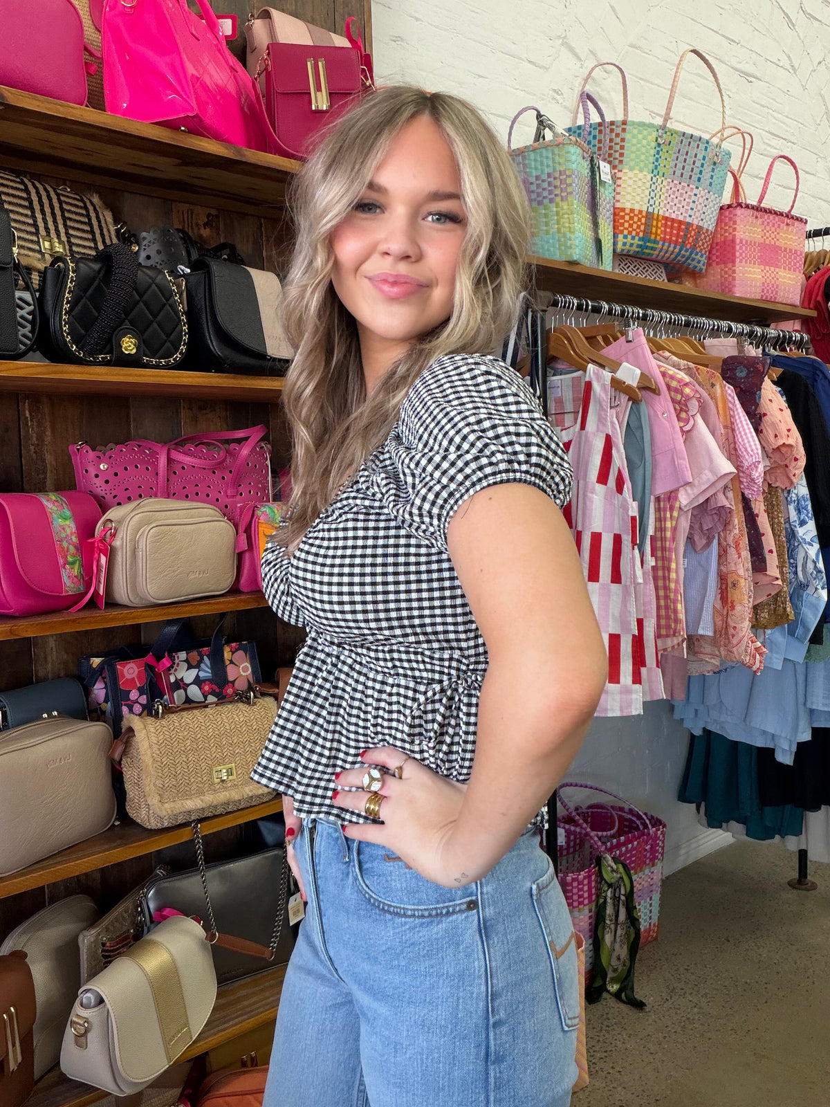 Rylie Top - Black & White Gingham