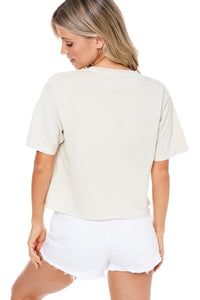 Puff Cowboy Boots And Rose Tee - Bone