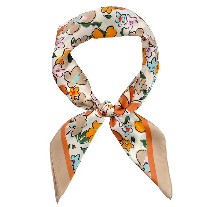Western Wild Rag - Salverform Floral Print (Tan)