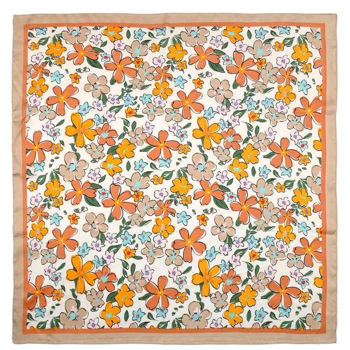 Western Wild Rag - Salverform Floral Print (Tan)