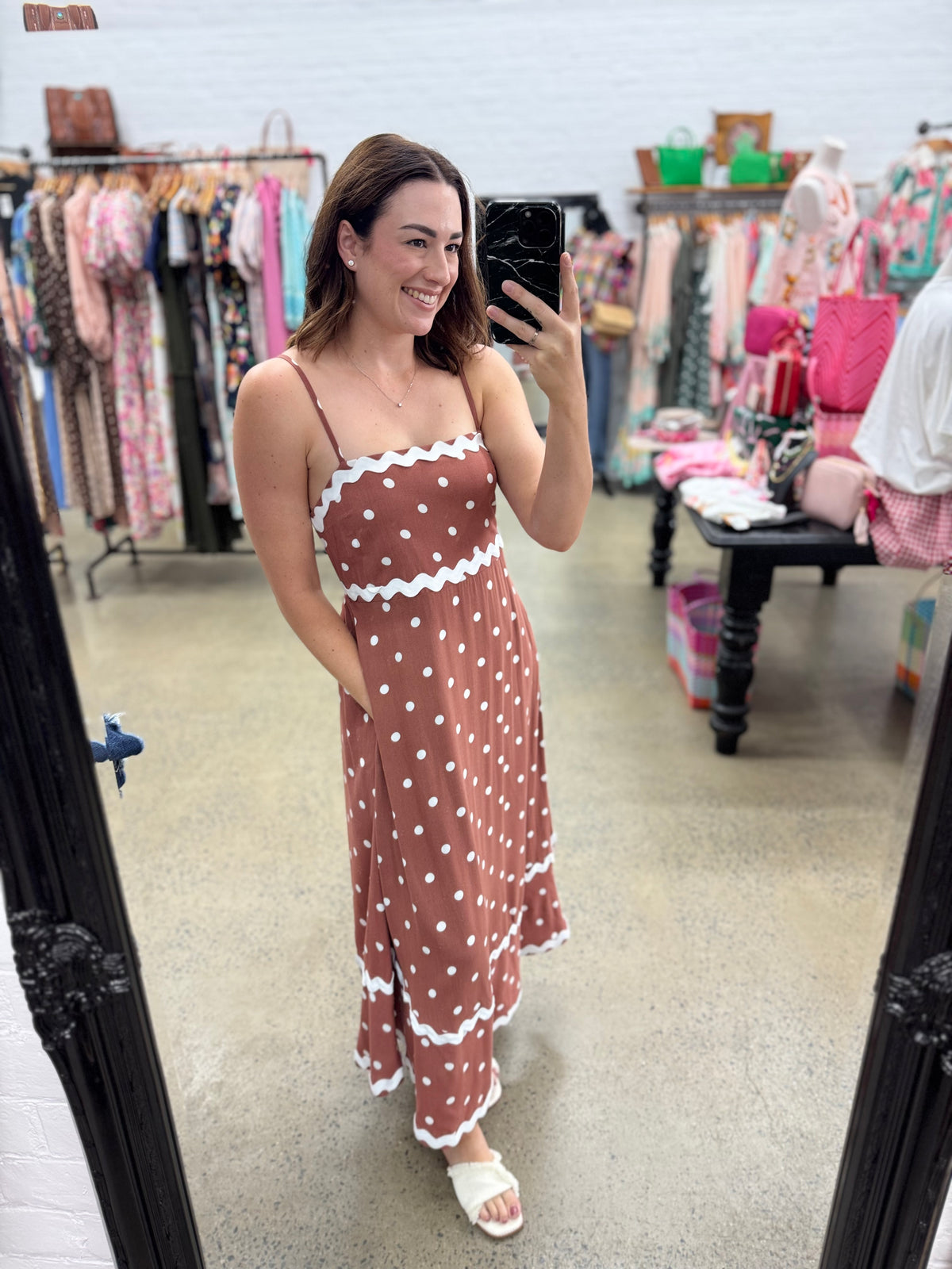 Sagey Maxi Dress - Rust Polka Dot