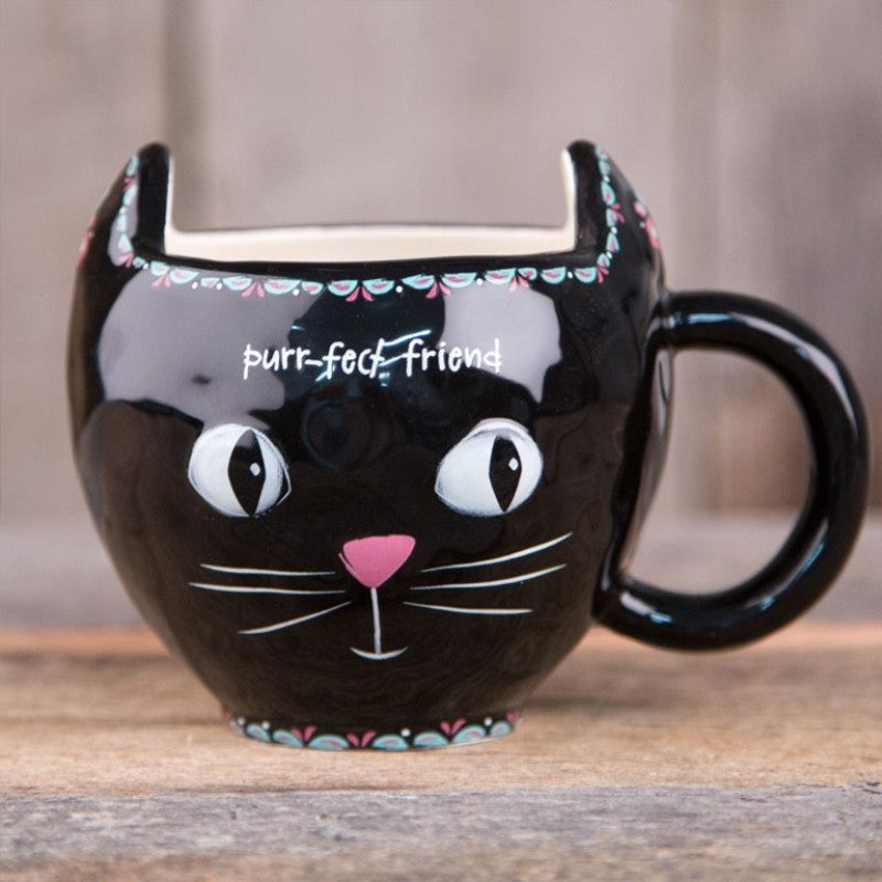 Folk Black Cat Mug