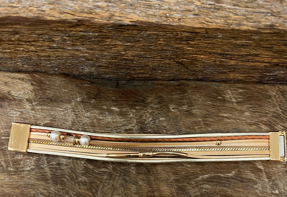 Multi Strand Magnetic Bracelet - Gold