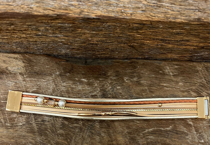 Multi Strand Magnetic Bracelet - Gold