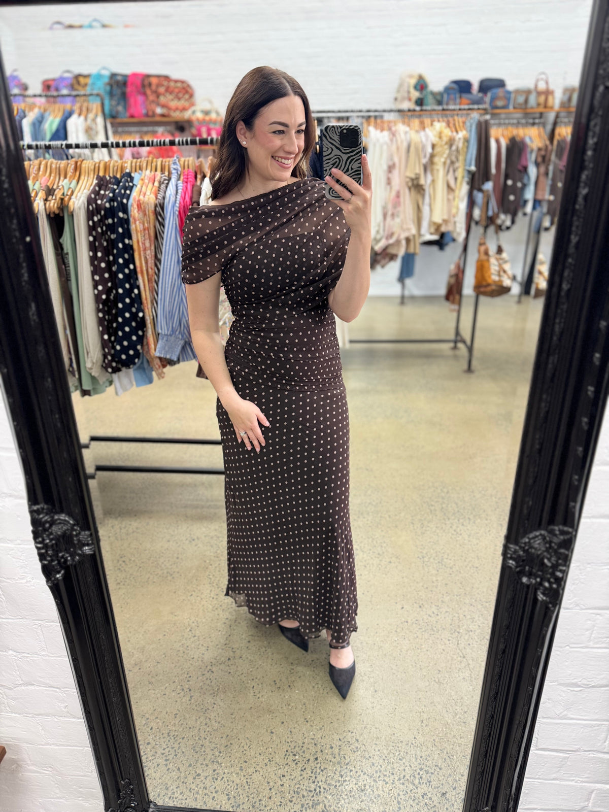 Aspen Maxi Dress - Chocolate Polka Dot