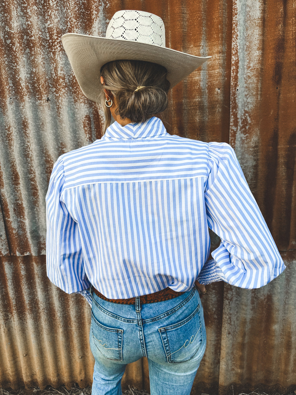 Nellie Top - Blue & White Stripe