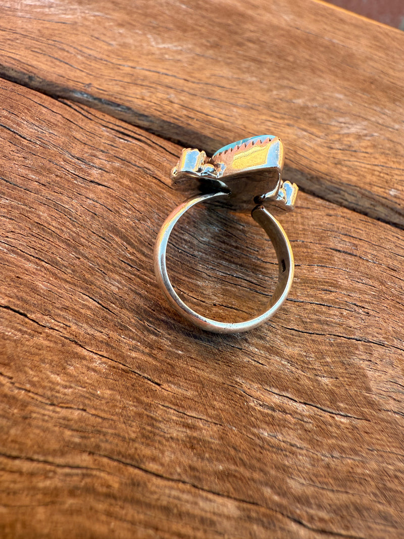 Janis Adjustable Ring - Silver Turquoise