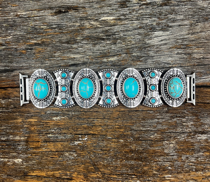 Silver Turquoise Apple Watch Band - Morgan