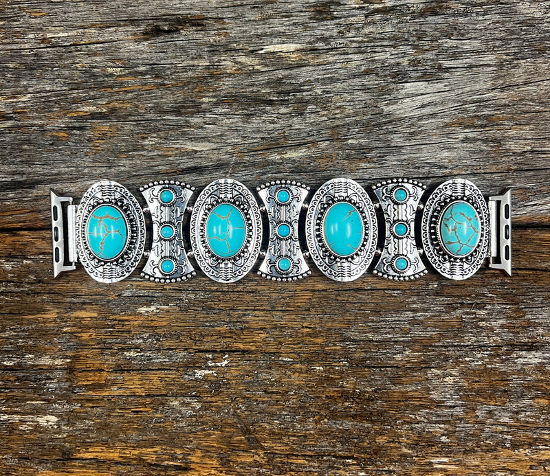 Silver Turquoise Apple Watch Band - Morgan