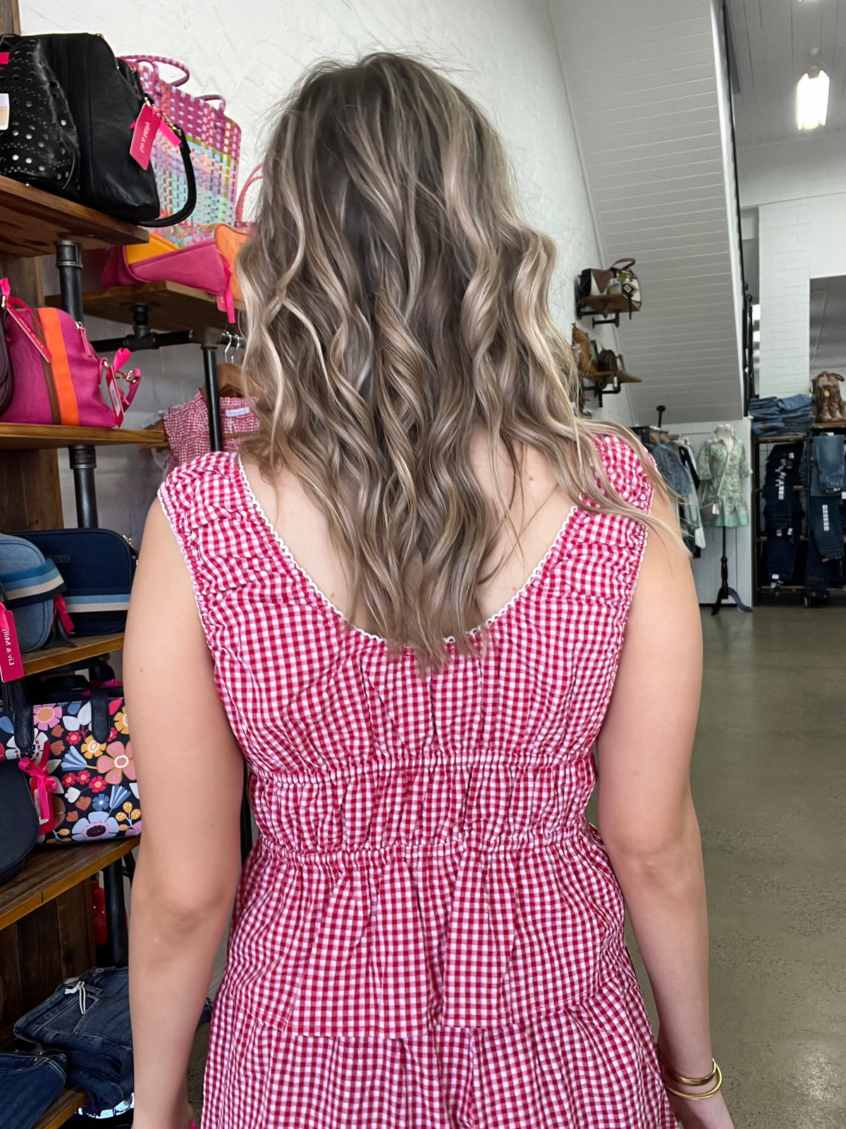 Lani Tie Top - Red Gingham