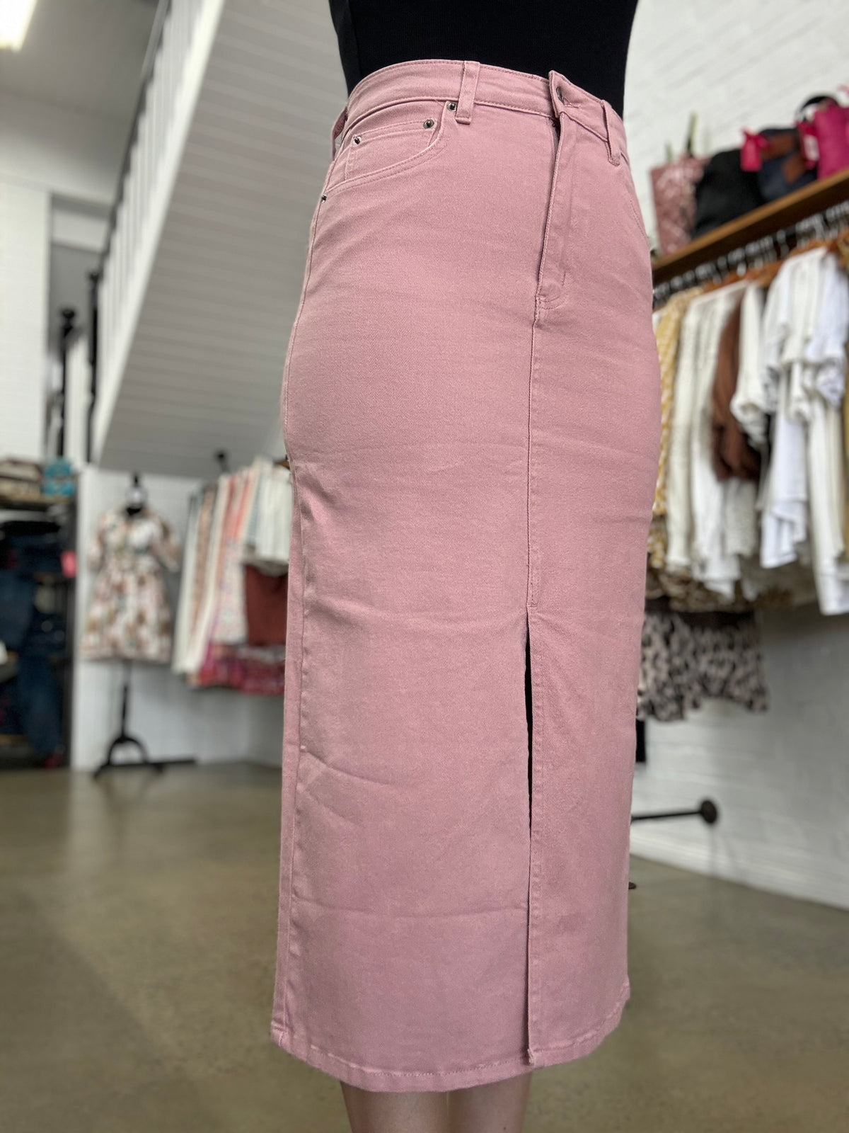 Taylor - Blush Denim Skirt