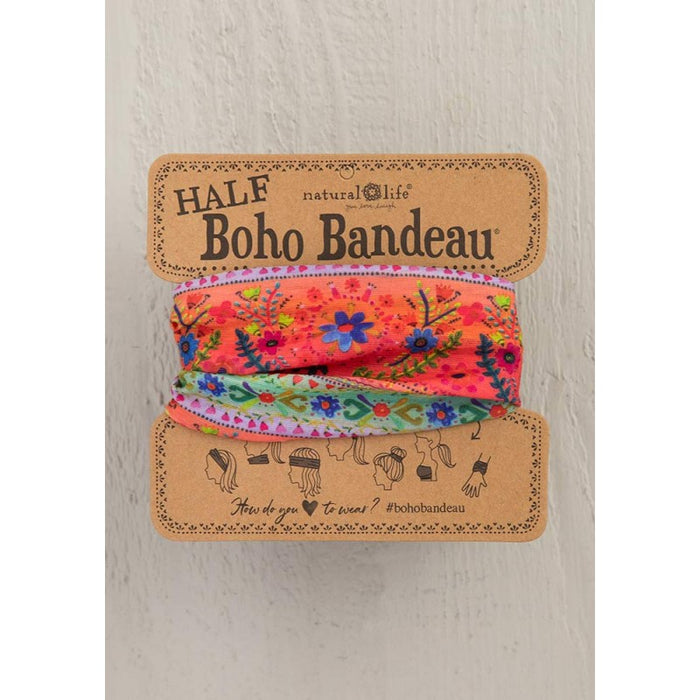 Boho Bandeau - Half Coral Border Stripe
