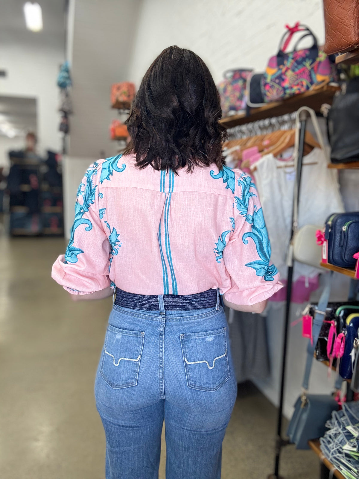 Mabel Top - Pink & Aqua Floral
