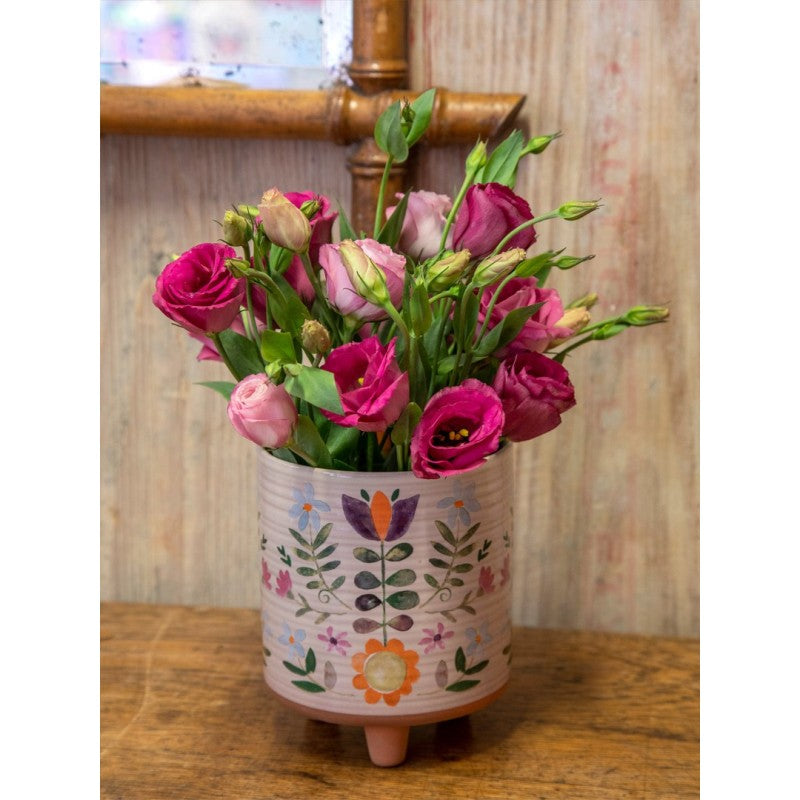 Artisan Planter - Cream Folk Floral