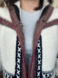 Frankie Cardigan - Burgundy & Beige