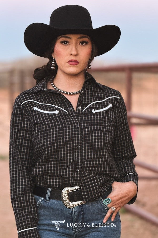 Arley - Arrow Western Long Sleeved Shirt (Black)