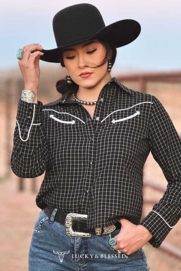 Arley - Arrow Western Long Sleeved Shirt (Black)