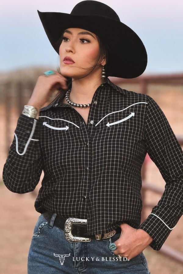 Arley - Arrow Western Long Sleeved Shirt (Black)