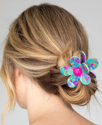Daisy Claw Clip - Turquoise Floral