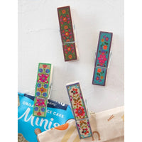 Chip Clip 4 pack - Multi Folk Flower