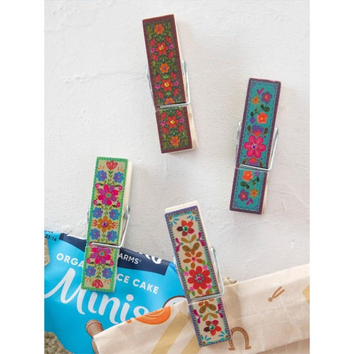 Chip Clip 4 pack - Multi Folk Flower
